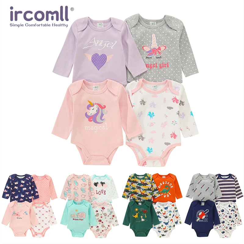 4 pezzi abbigliamento per bambini body per neonati manica lunga set di vestiti per neonati di alta qualità in puro cotone cartone animato abbigliamento per bambini per 0-12 mesi