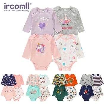 4 pezzi abbigliamento per bambini body per neonati manica lunga set di vestiti per neonati di alta qualità in puro cotone cartone animato abbigliamento per bambini per 0-12 mesi