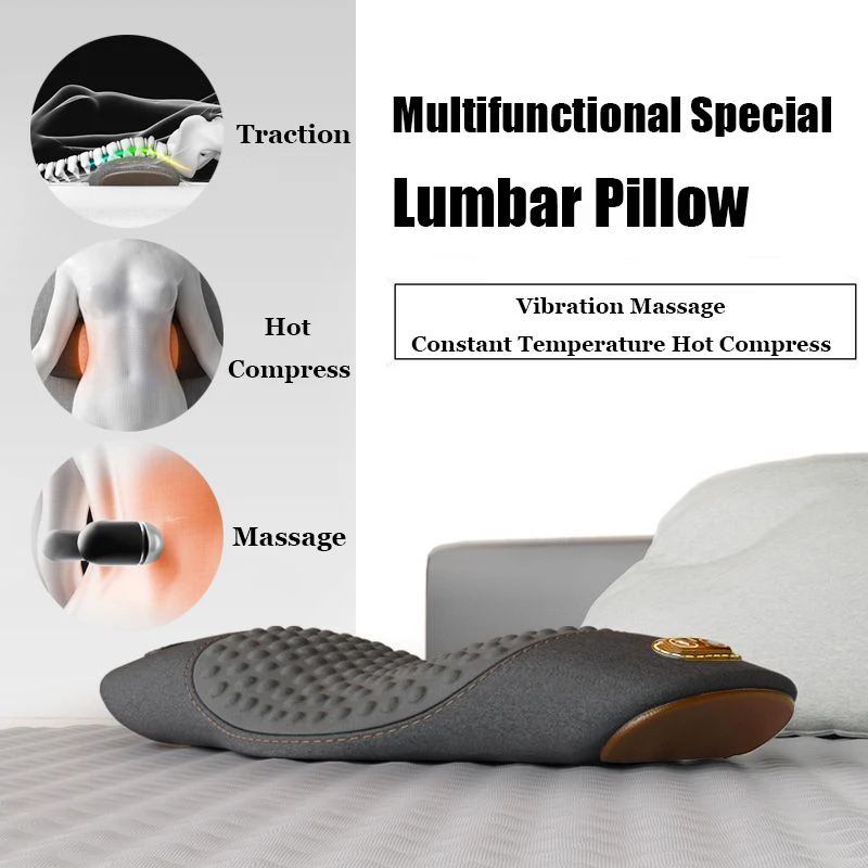 Waist Support Vibrating Sleep Pad Lumbar Support Pillow for Waist Massage Back Lumbar Support Cushion Back Support Bed Pillow