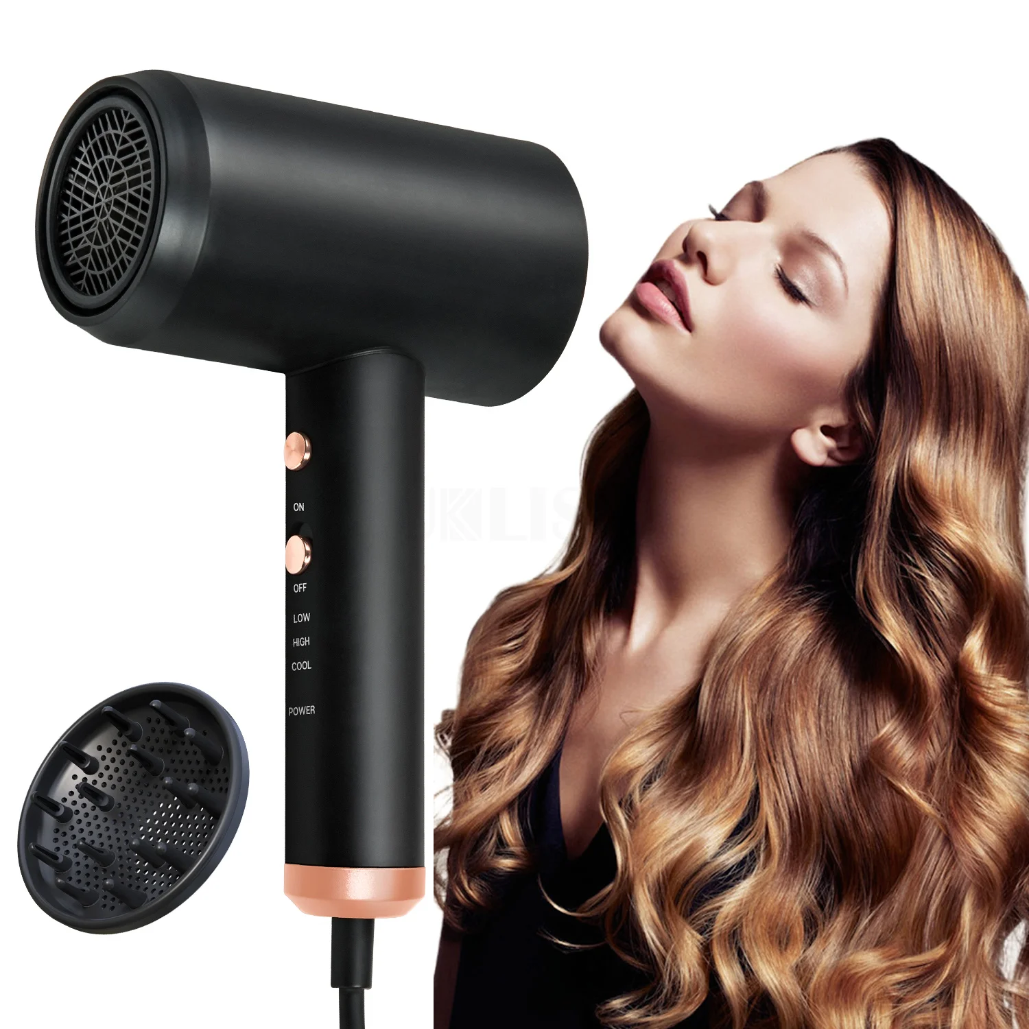 

High-Speed Hair Dryer with Diffuser Low Noise Negative Ionic Hair Styling Blow Dryer Constant Temperature Hair Care Without Dama