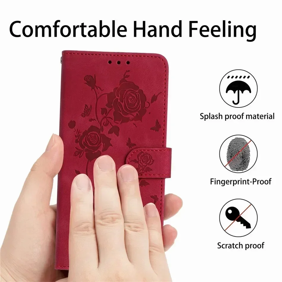 Charming Floral Rose Phone Case with Wallet Feature