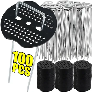 100/10pcs Plastic Gaskets for U-shaped Nail Garden Staples Pegs Gasket Landscaping Ground Covering Tubing Film Fixed Peg Pads
