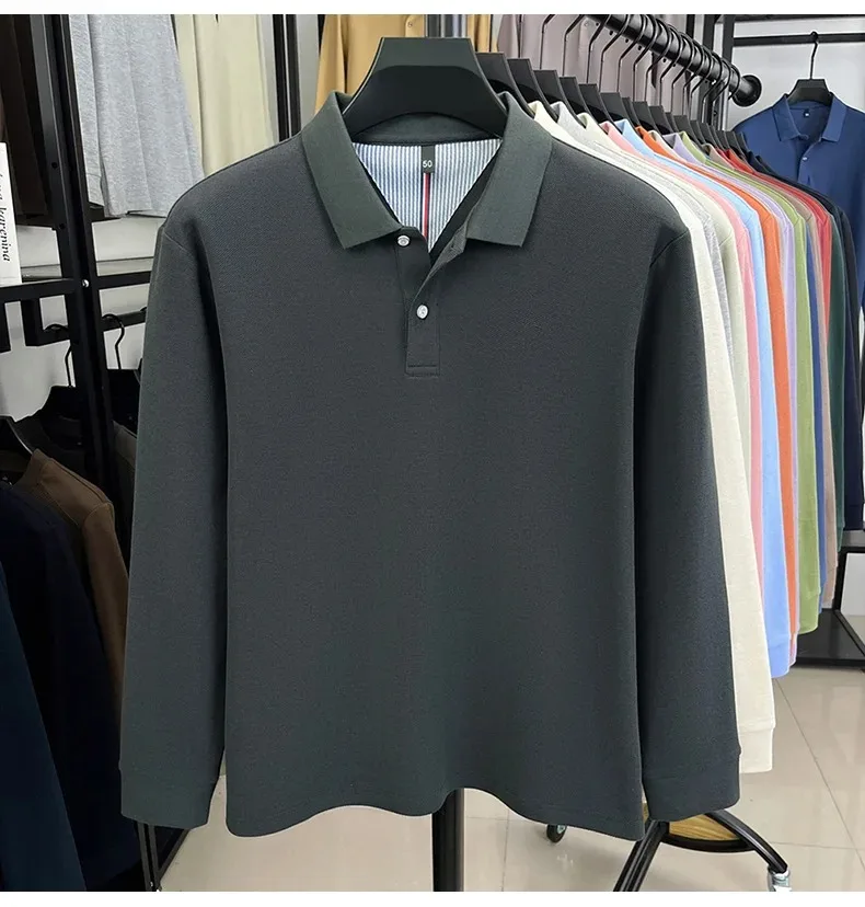 Men’s solid color cotton polo shirt for smart casual wear