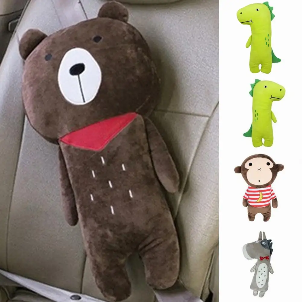 

Car Pillow Practical Soft Solid Color Monkey White Bear Doll Pillow for Seat Belt