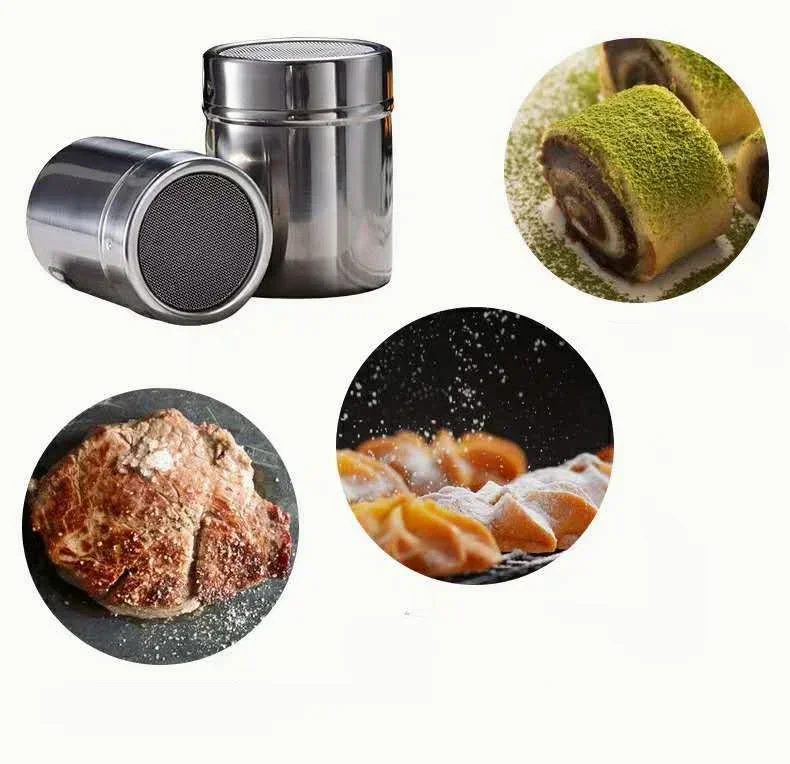 1pc Stainless Steel Chocolate Shaker Cocoa Flour Coffee Sifter or 16/19Pcs Coffee Stencils Template Strew Pad Duster Spray Set