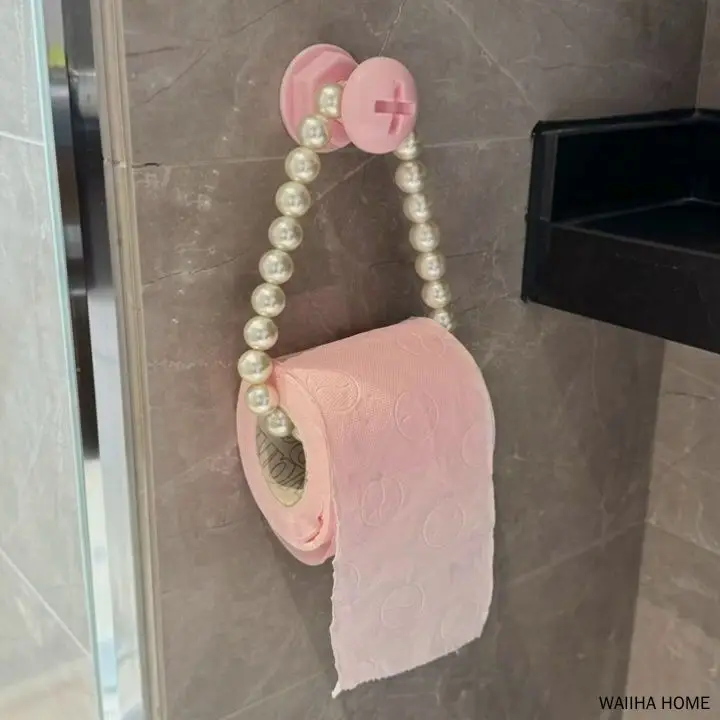 Pearl Hanging Beaded Tissue Holder Toilet Paper Holder Phone Chain Home Storage Organizer Bathroom Decoration Accessories