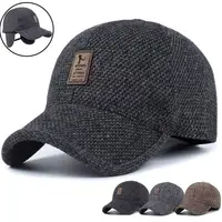 Men Autumn Winter Hat Outdoor Thick Warm Adjustable Earmuffs Baseball Cap 1