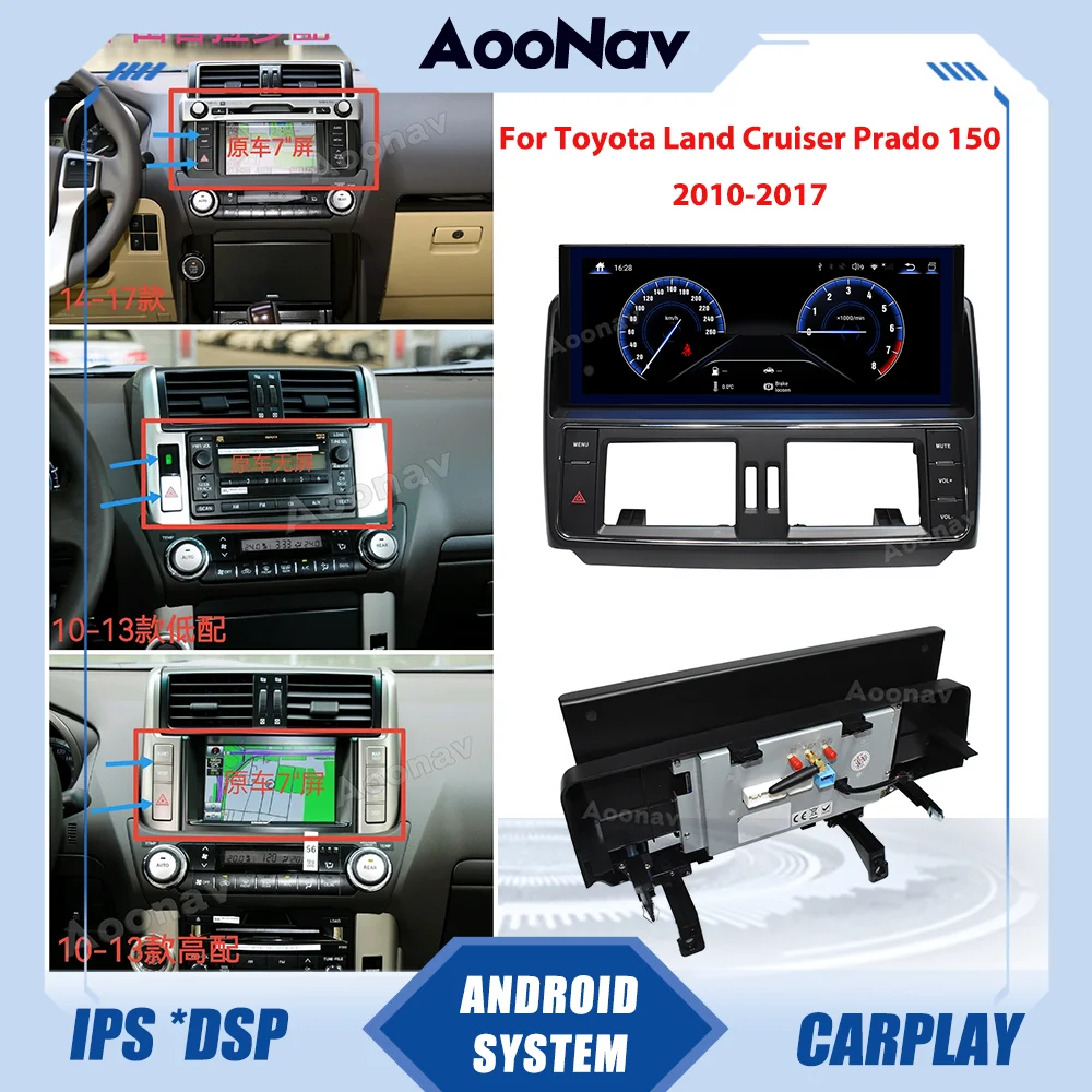 

12.3 inch Car Radio For Toyota Land Cruiser Prado 150 2010-2017 Horizontal Touch Screen Android Auto Multimedia Player Carplay