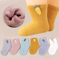Children's Combed Cotton Warm Socks Neonate Windproof Long Cartoon Turnip Socks Baby Winter Wool Circle Thickened Cotton Socks 2
