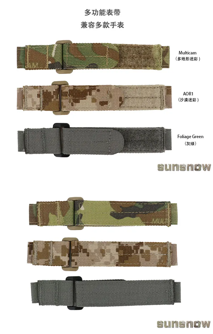 500D Nylon Camouflage Jagd Taktische Armband 21mm Herren Uhr Zubehör Haken Schleife Armband – Detail 1