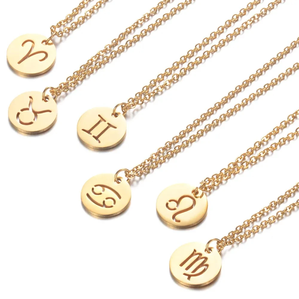 collier zodiaque, signe astrologique, bijoux personnalisés, acier inoxydable, pendentif zodiaque,