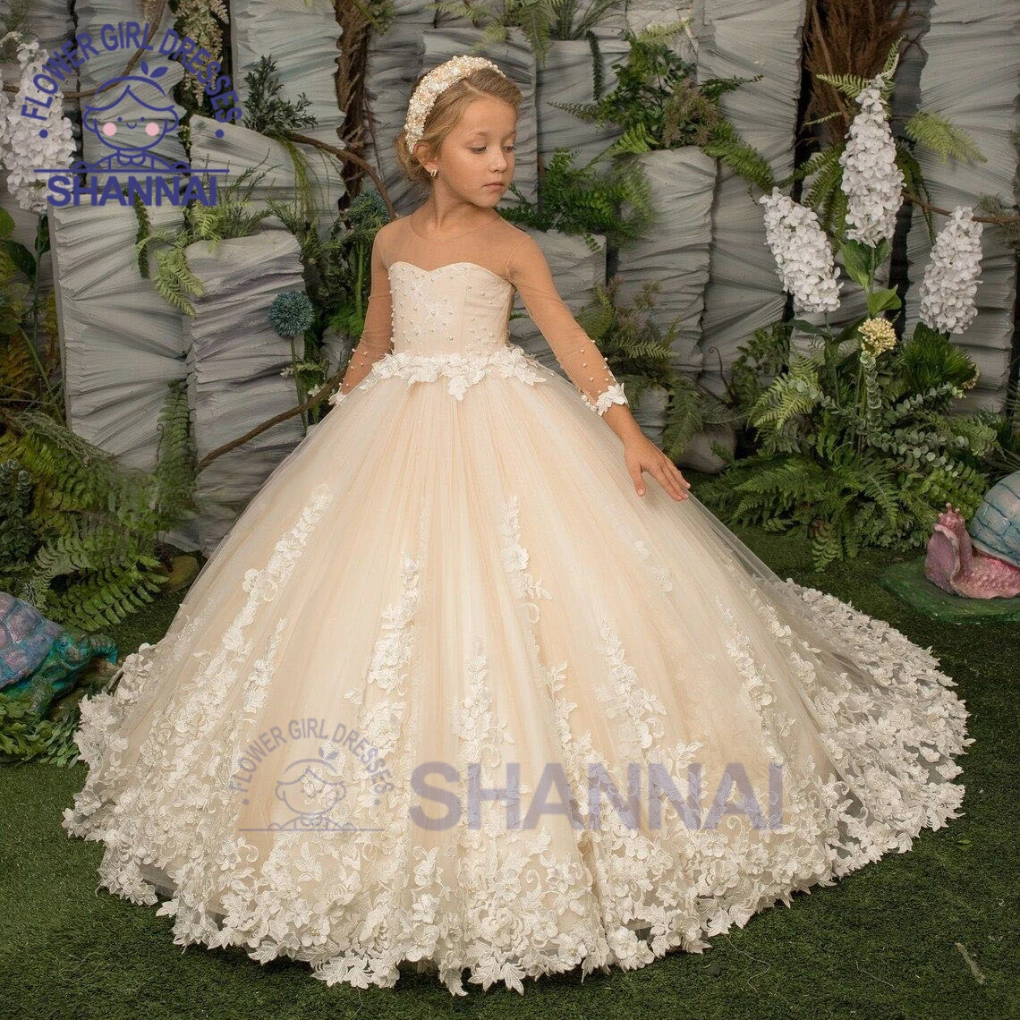 Customized Flower Girl Dress Exquisite O-Neck A-LINE Floor-Length Princess for Wedding Bridesmaid Birthday First Communion Gown flower girl dresses