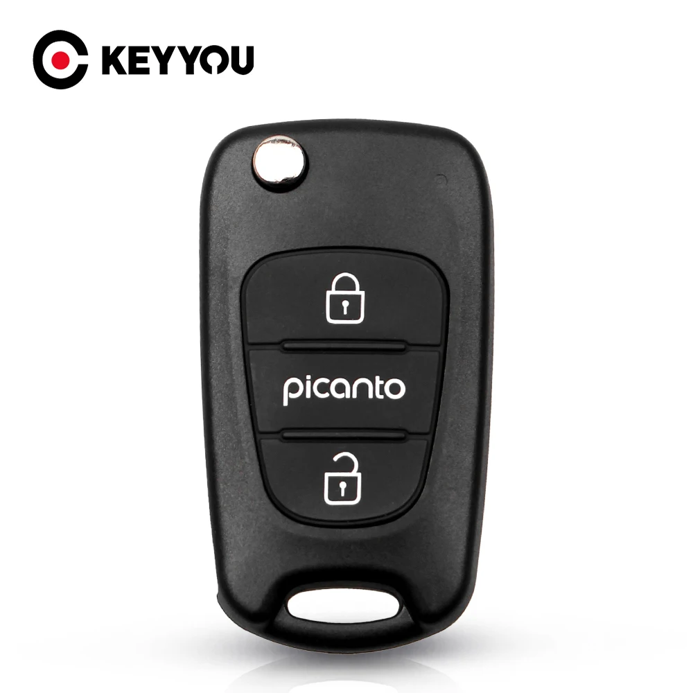 KEYYOU 새로운 3 버튼 플립 접이식 원격 키 쉘 KIA Picanto 원격 키 케이스 Fob