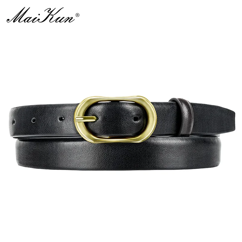 Maikun Genuine Leather Belt For Women Fashion All-Match New Suit Belt Simple Ladies Jeans Belt Second Layer Cowhide