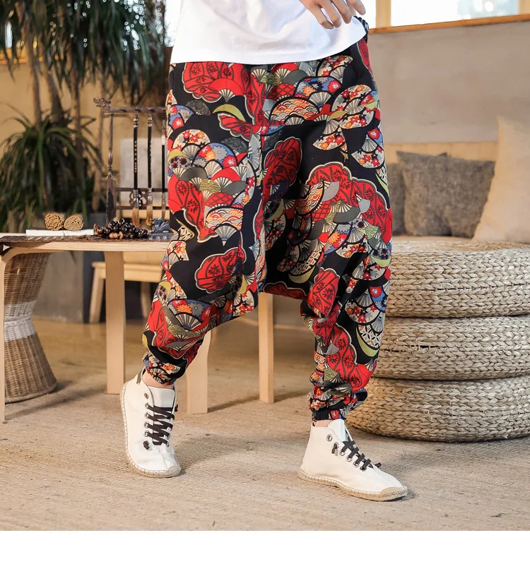 2022 Summer Mens Baggy Cross Pants Men Women Hip-hop Print Wide Leg Pants Male Casual Vintage Long Trousers mens harem joggers