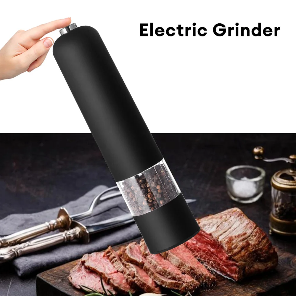 Pepper Grinder Sea Salt Pepper Salt Spices Kitchen Black Electric Powerful  Motor Single Hand Automatic Battery-powered Grinder (battery Not Included)