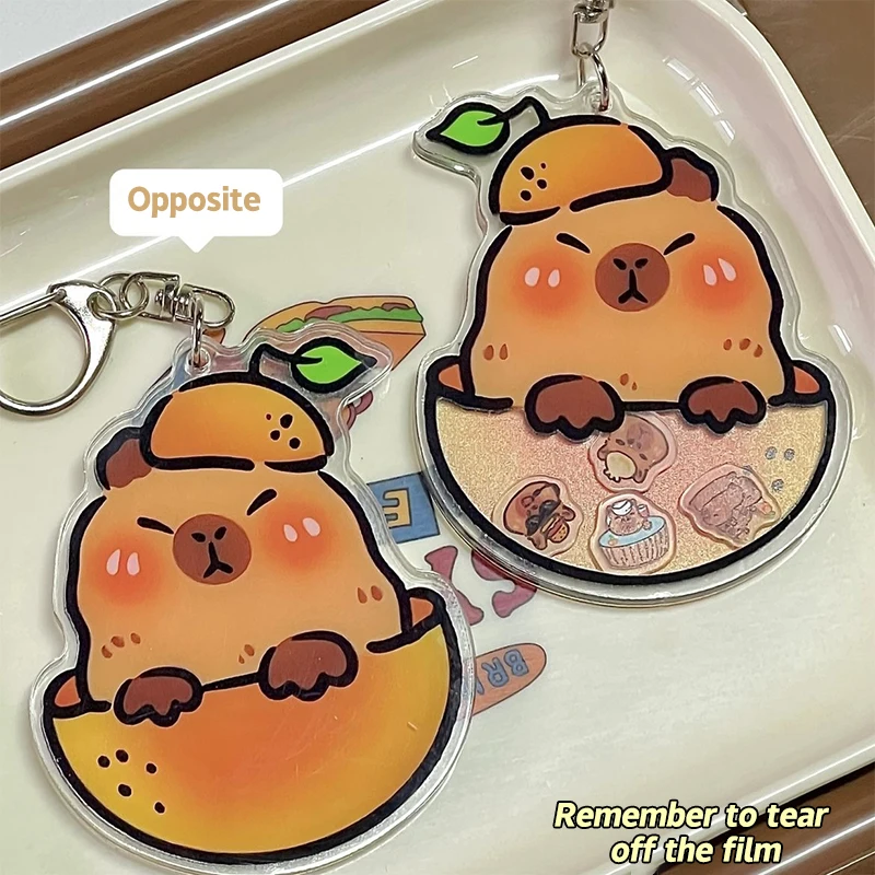 

Dynamic Shakeable Capybara Acrylic Keychain Cute Animal Water Guinea Pig Keyring Bag Pendant Backpack Charms Decor Accessories