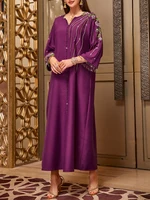 Mia Muse Dubai Luxury 2025 Abaya Dress Islamic Party Wear Women's V-Neck Long Sleeve Embroidered Maxi Gown Eid Night UAE Designe 3