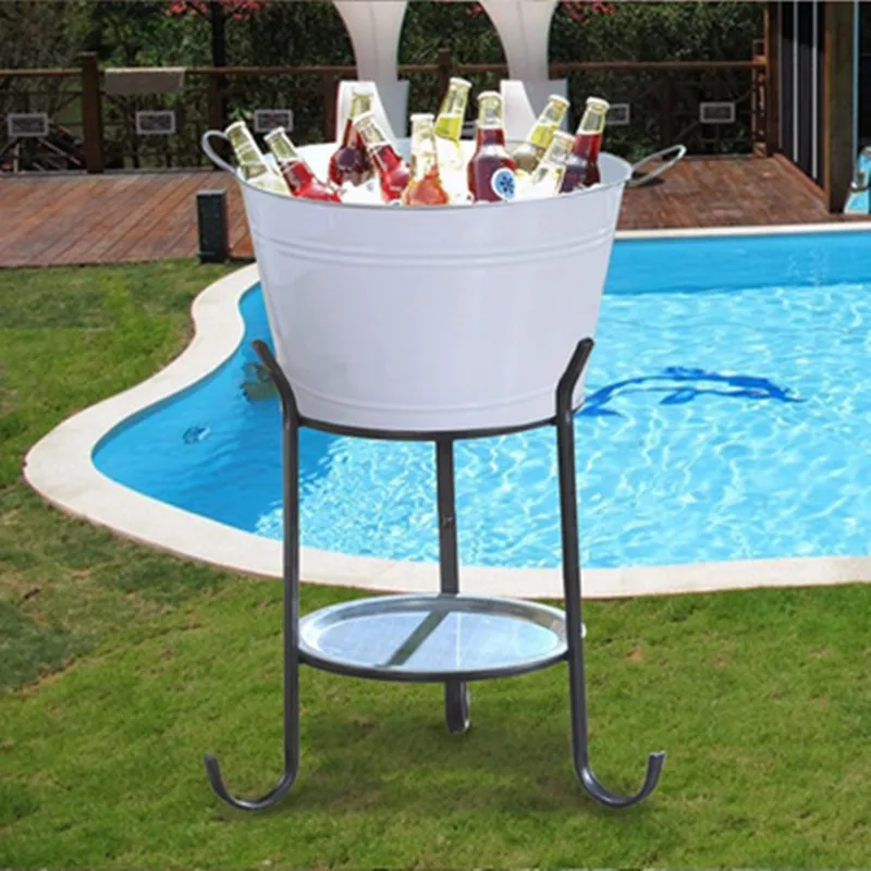 

European round vintage ice bucket large capacity champagne outdoor wine iron shelf bar commercial ice brack