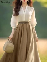 ZANZEA Women Lantern Half Sleeve Dresses Elegant Summer Dress 2025 Spring A-Line Office Lady Vestidos Casual V-Neck Party Robes - Image 3