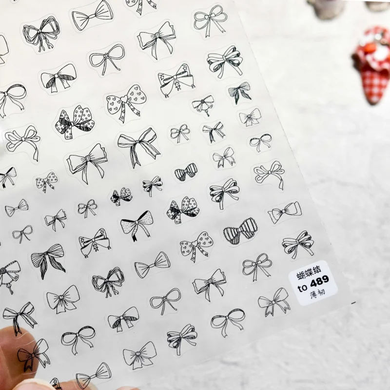 

Tomoni Thin Tough 489 Love Enchanting Cooperation 5d Nail Sticker Japanese Style Adhesive Nail Sticker Black and White Bow