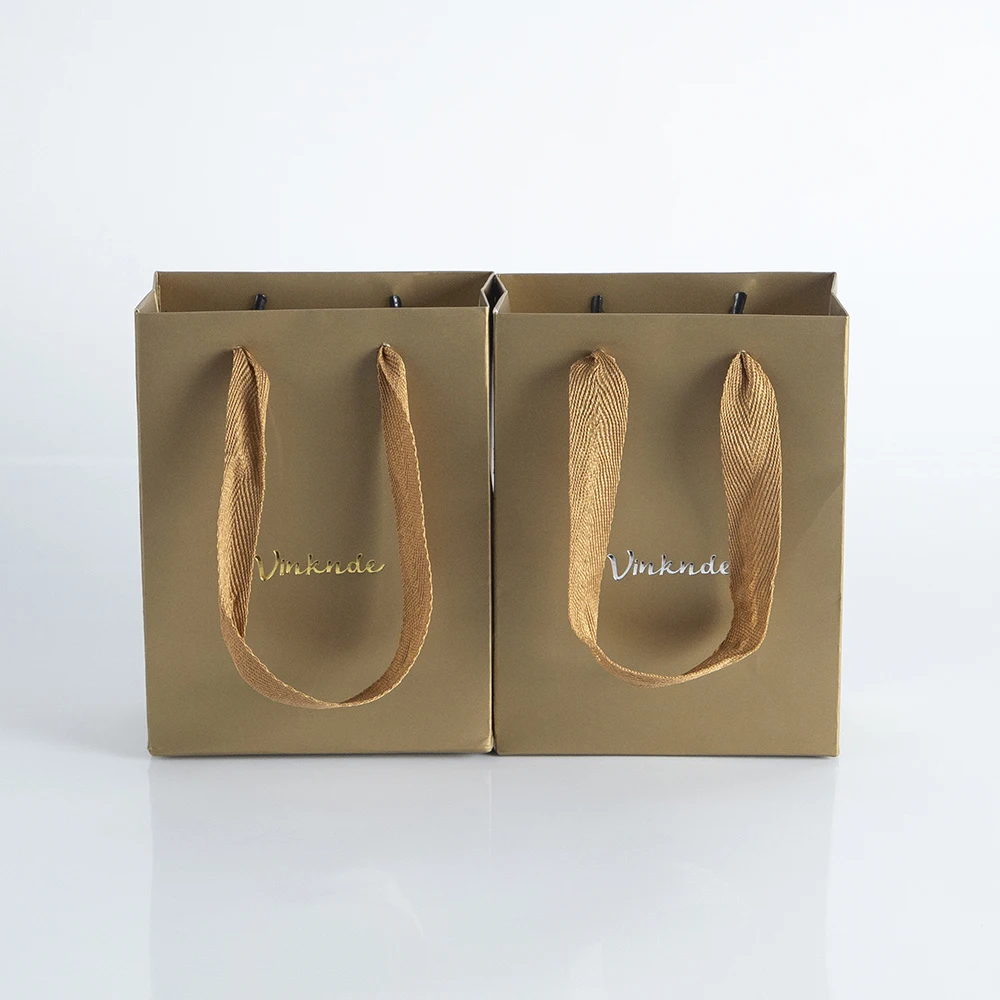 Paper Bags Bulk with Handles 12x6x12cm 100pcs Custom Logo Ideal for Shopping Retail Party Craft Gifts Wedding Recycled  Tote Bag