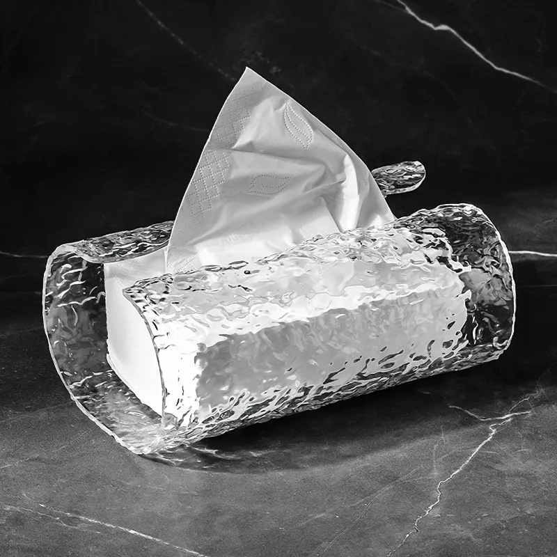 1pc, Elegant Oval Wavy Textured Tissue Box Cover, Plastic Napkin Holder for Bathroom,  Premium Living Room Table Décor
