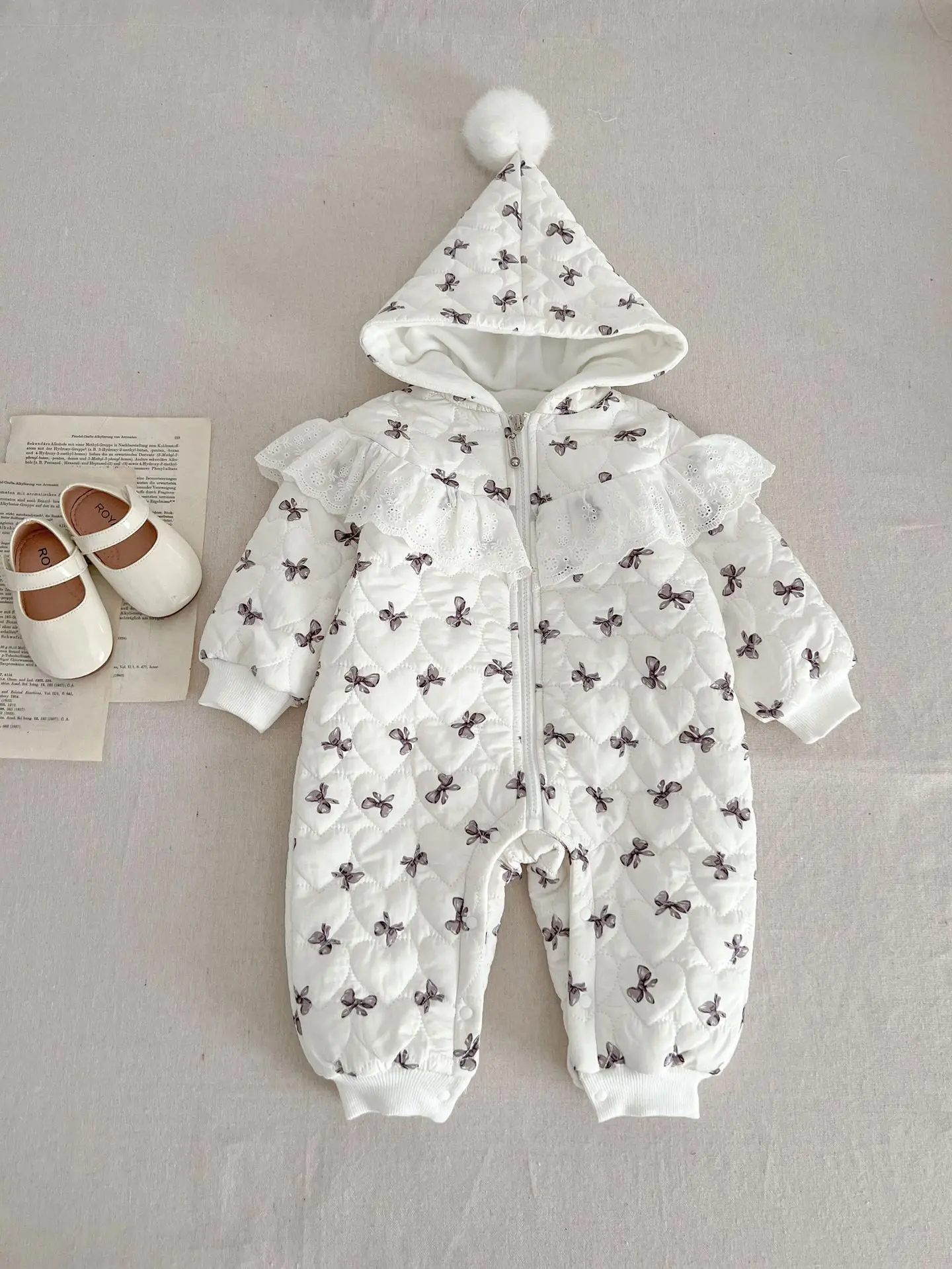 INS Winter Infant and Toddler Bodysuit Thickened Warm Girl Baby Princess Hundred Suit Romper Outwear Kids Fashion Baby clothing