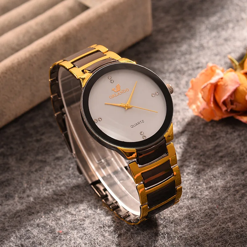 ORLANDO Men Luxury Watches New Arrived Cool Black Gold Quartz Steel Wristwatch Exquisite Masculino Relogio Fashion Clock
