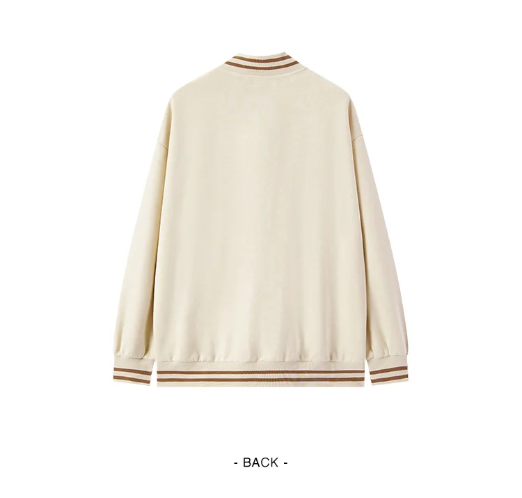Coat Women Mid-Length Imitation Suede Loose Contrast Color Jacket Autumn Letter American Retro Star Baseball Coat