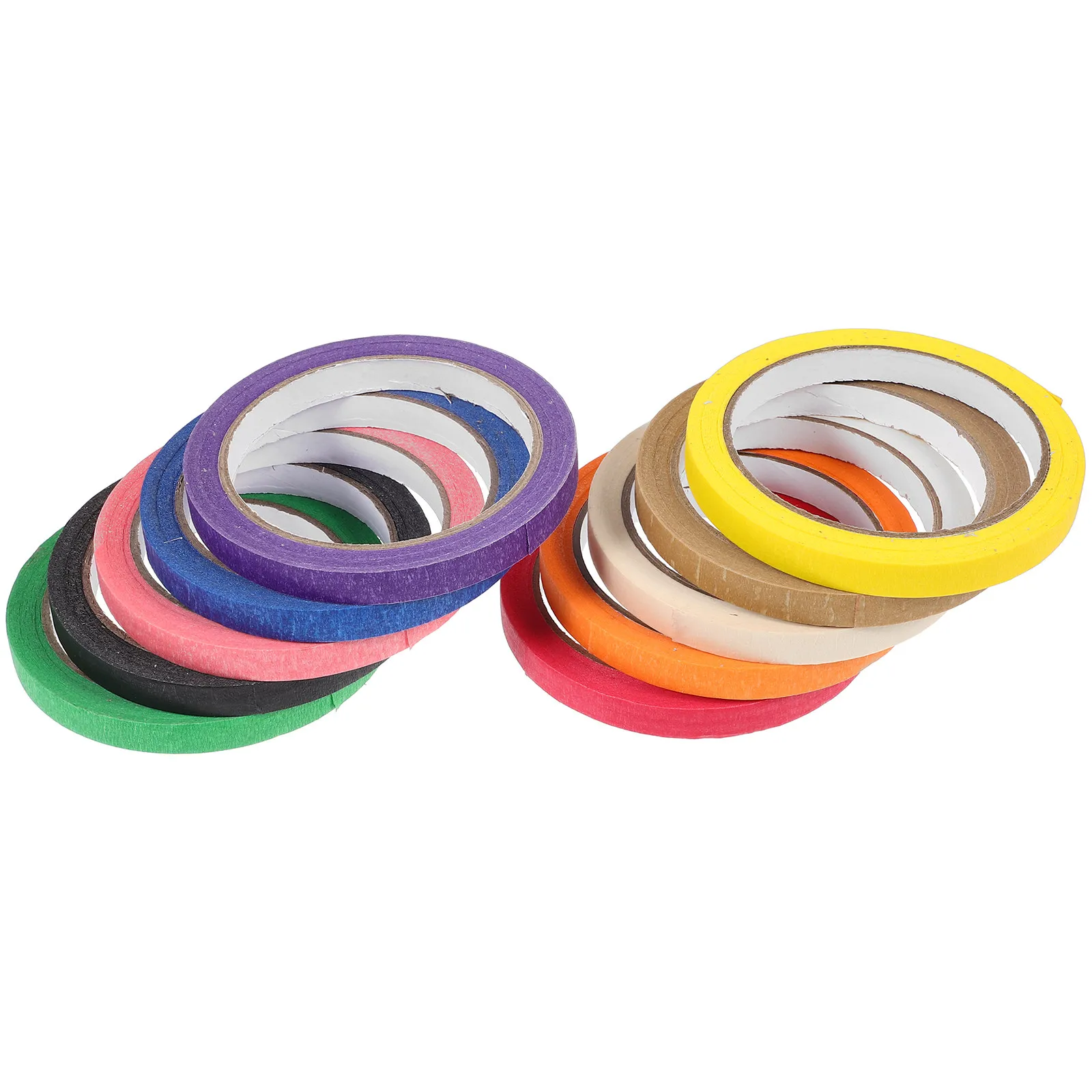 마스킹 테이프 10롤 밝은 색상 휴대용 경량 페인팅 자동차 장식 스크랩북킹 벽 예술 프로젝트 화가 테이프