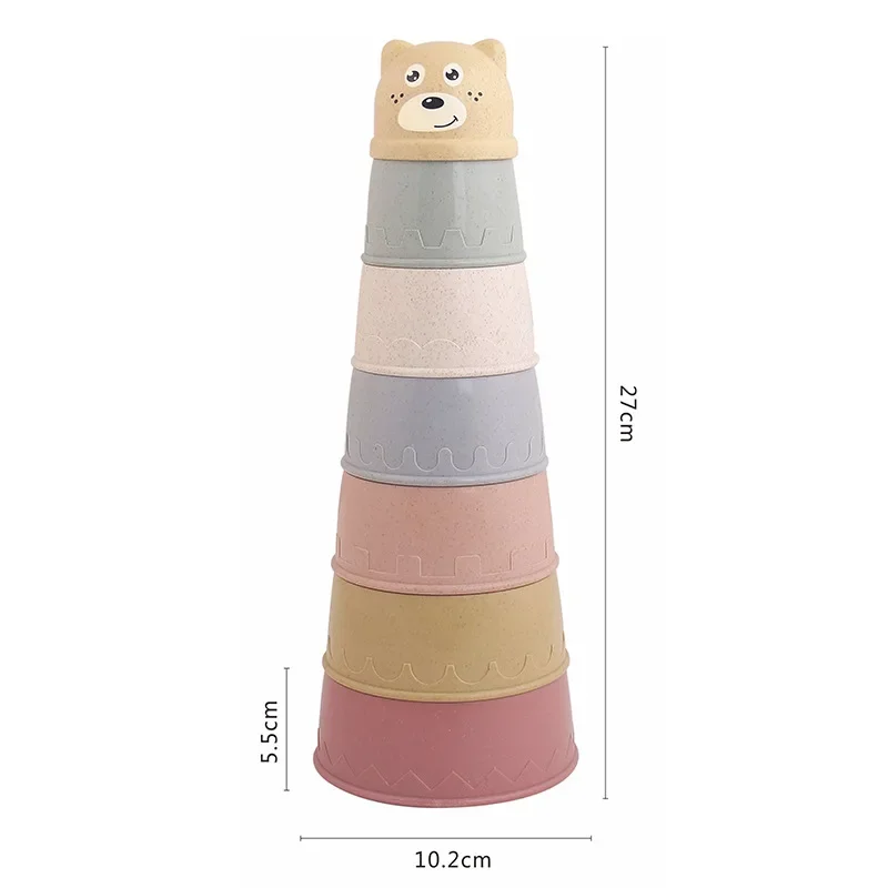 Baby Stacking Cup Toys Baby Early Educational Toys Stacking Tower Montessori Bath Children Gift
