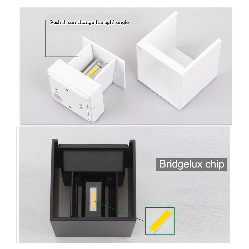 

Adjustable Outdoor LED Porch Lights wall sconce Up Down Dual-Head Aluminum Wall Lamp 90-260V wall lamps art angel nordic