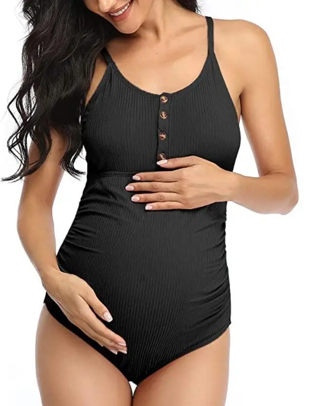 Suspended Cross Back Swimsuit Maternity Swimwear Women Pregnancy One Pieces Swimwear Fashion Bathing Bodysuit