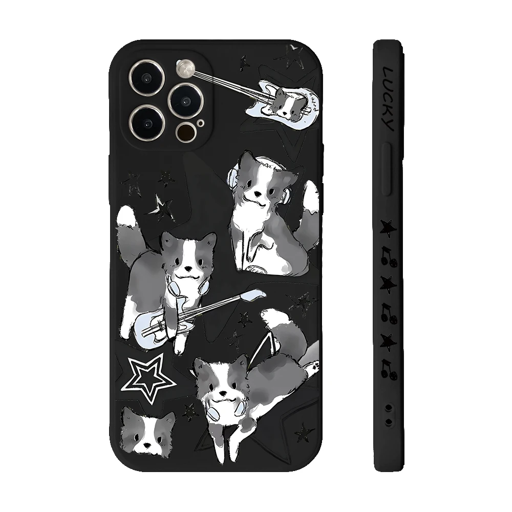 Musical Guitar Dog Design Phone Case - Straight Edge Cover
