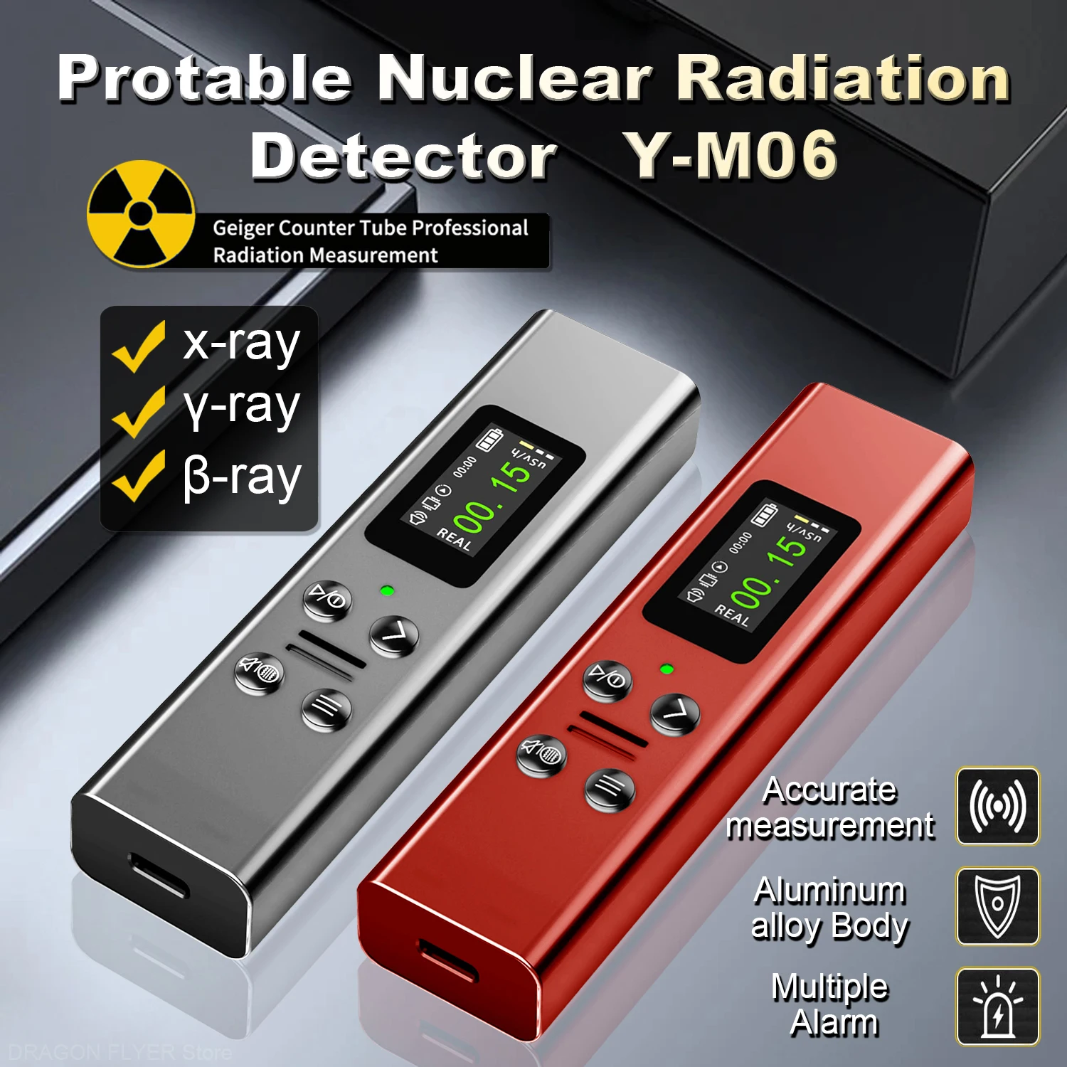 Radiation Detector Portable Geiger Counter Nuclear Radiation Detector Personal Radiation Dosimeter X &gamma; &beta;-ray Rechargeable Meter