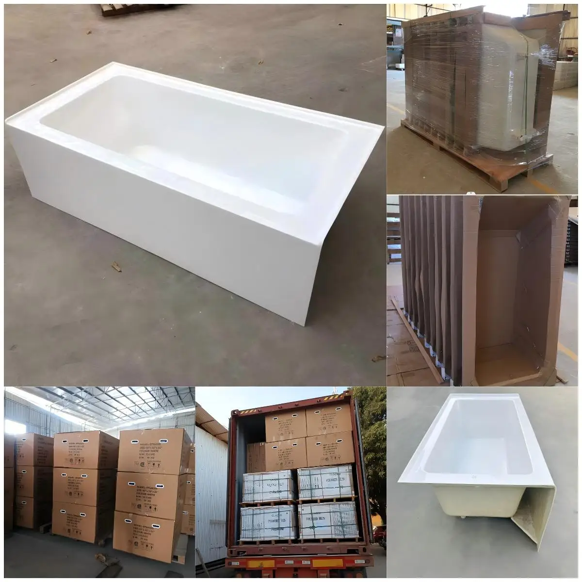 60X32x22 60x30x22 Niche Acrylic Monolithic Bathtub White Rectangular Soaking Luxury Bathtub Bathroom Use Single