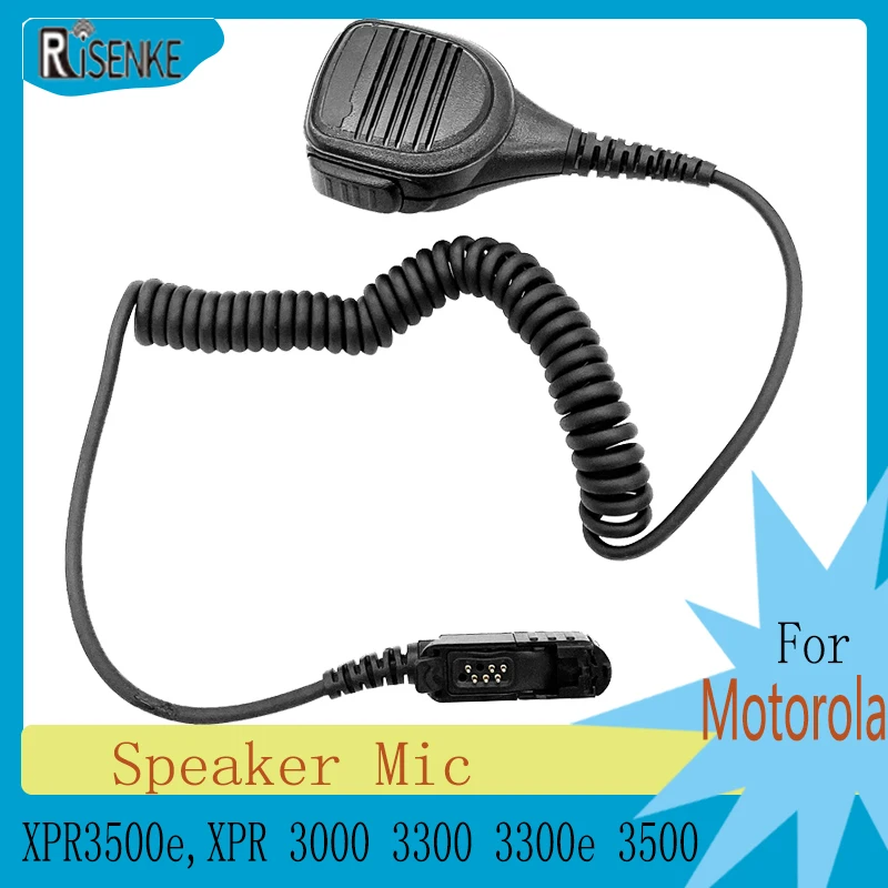 RISENKE-Speaker Mic, Walkie Talkie Accessories, Microphone for Motorola 2 Way Radio XPR3500e,XPR3000,XPR3300,XPR3300e,XPR3500