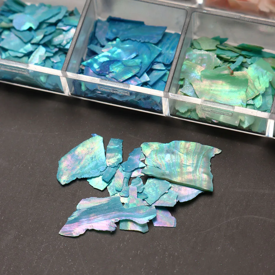 Abalone Sea Shell For Nails Holographic Mirror Glitter Flakes Nail Decoration 6/12Grid