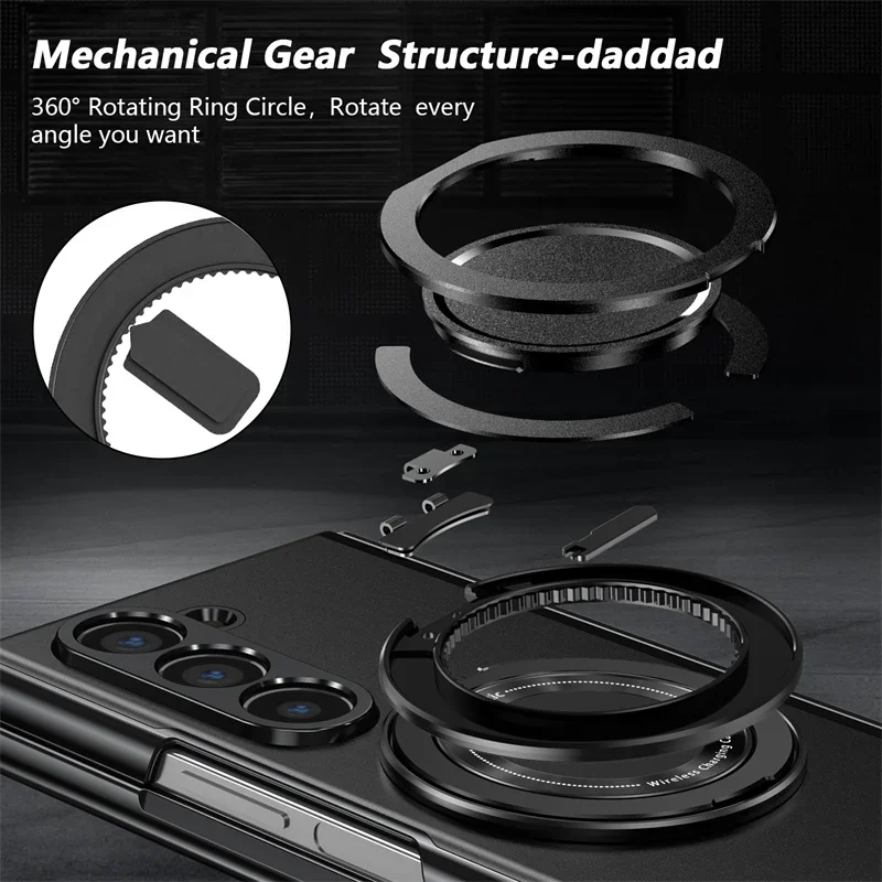 Premium Rotating Magnetic Car Holder Phone Case with Hinge Protection and Metal Alloy Back Cover