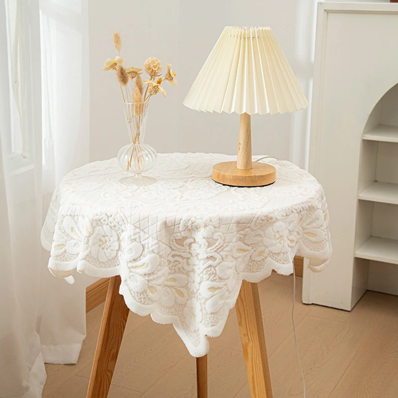 Mantel Decorativo De Encaje Vintage Blanco, Cubierta De Ma De