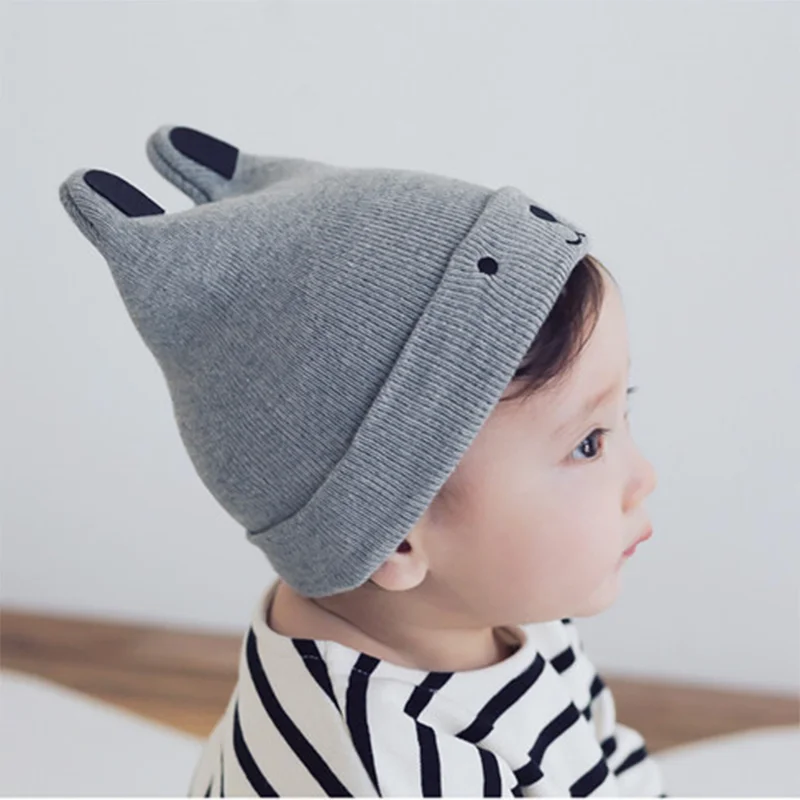 Baby Hat Newborn Spring Hat Crochet Grey Baby Bear Ear Infant Bonnet Baby Cap Girls Boys Kids New Spring Autumn And Winter