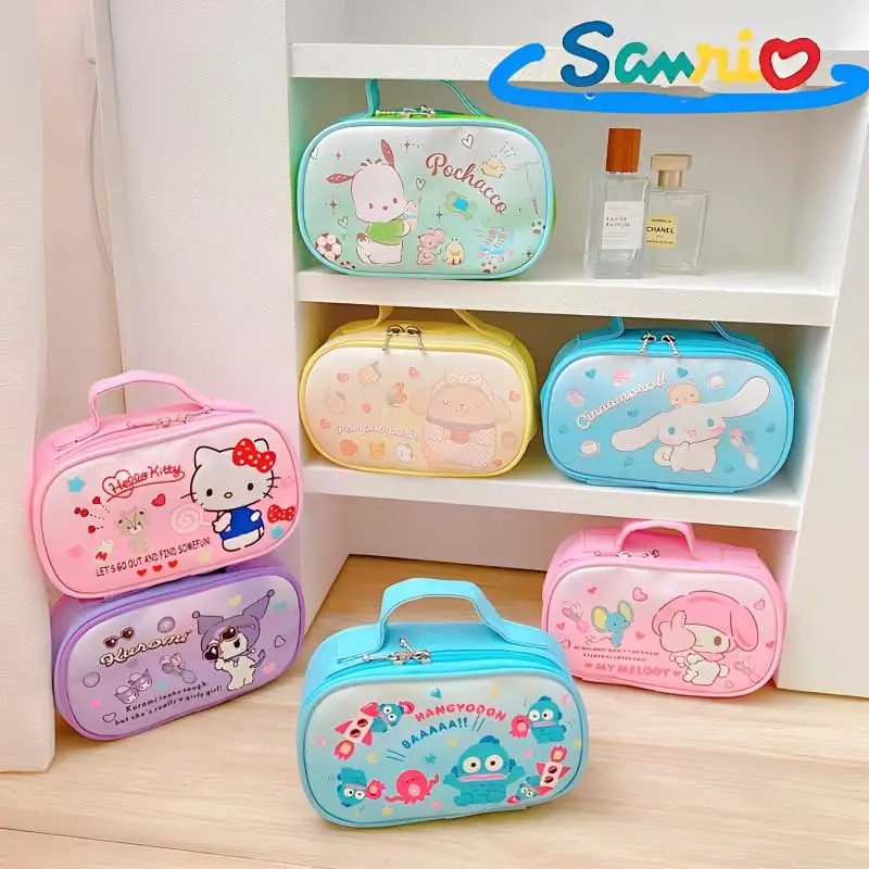 

Sanrio Hangyodon Melody Cinnamoroll Kuromi Pachacco Hello Kitty Cosmetic Bag Student Portable Large Capacity Stationery Bag