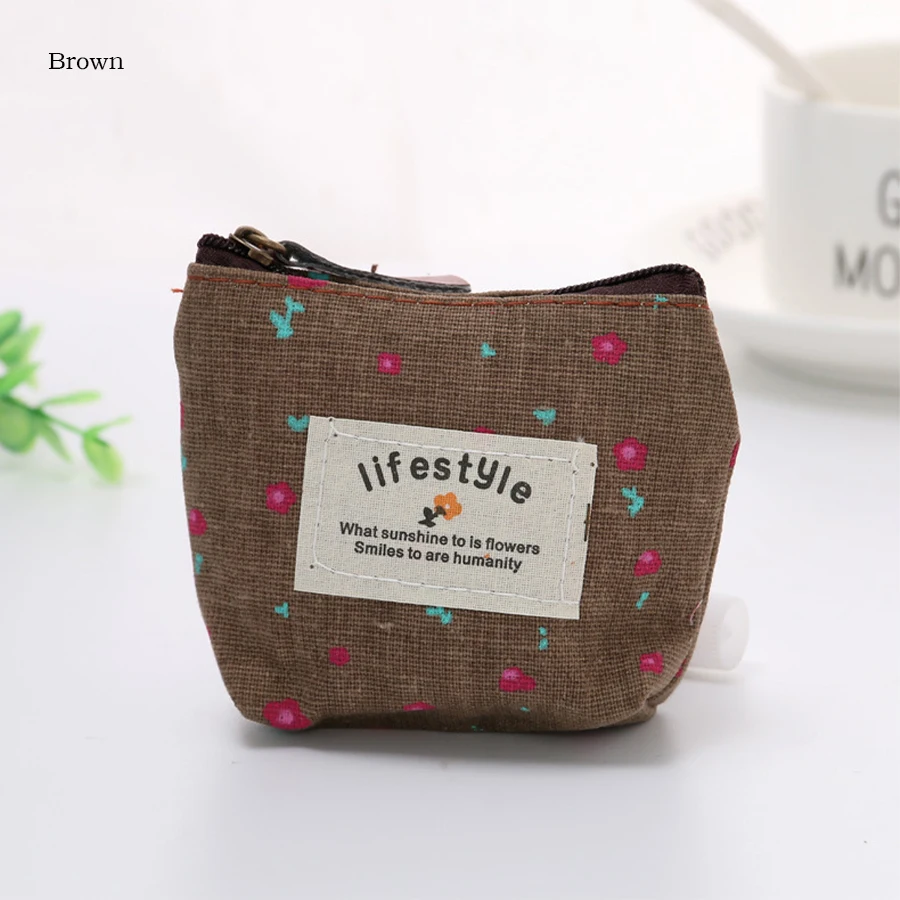 1 Stück Blumenmuster Münzbörse Kleine Frische Canvas-Geldbörse für Damen und Mädchen Kopfhörer-Münz-Schlüssel-Geld-Aufbewahrungstasche Reißverschluss-Beutel – Detail 3