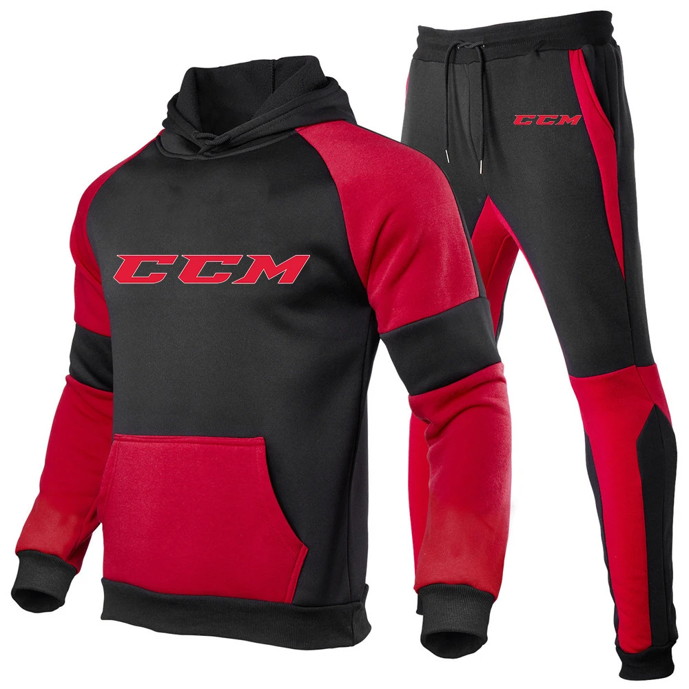 

CCM 2022 Men New Spring and Autumn Tracksuit Sweatshirt+Pants Pullover Hoodie Sportwear Suits Casual Clothes