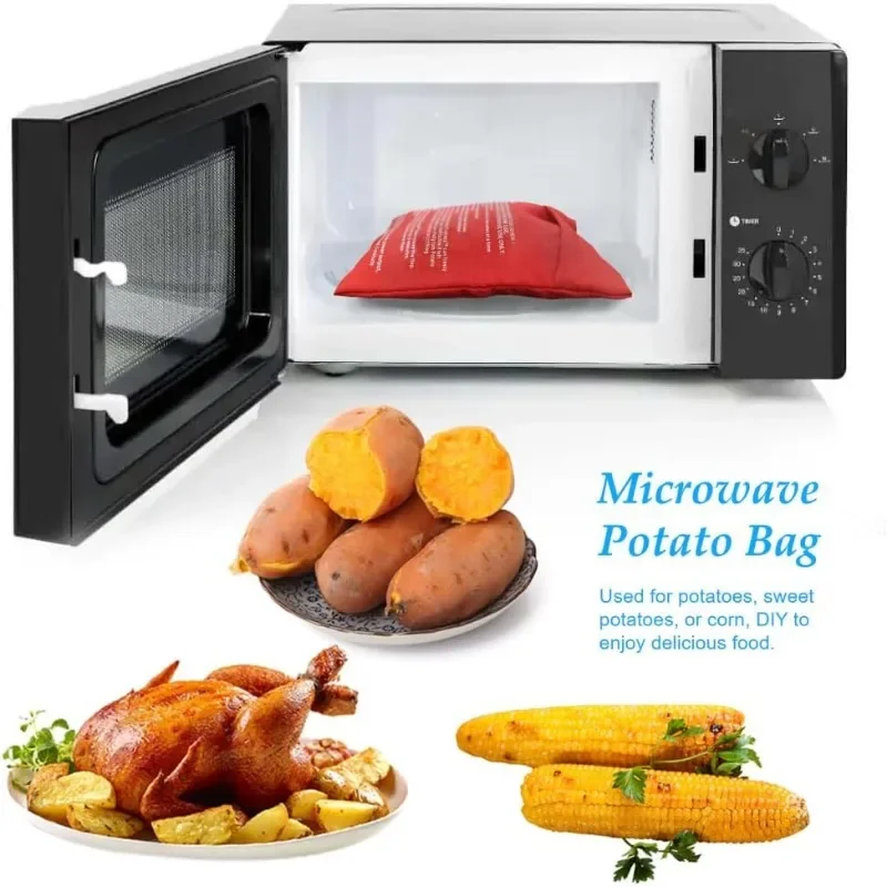 2 Pack Reusable Microwave Cooker Bags Baking Bags Potato Microwave Potato Large Capacity (Red) for Reheating