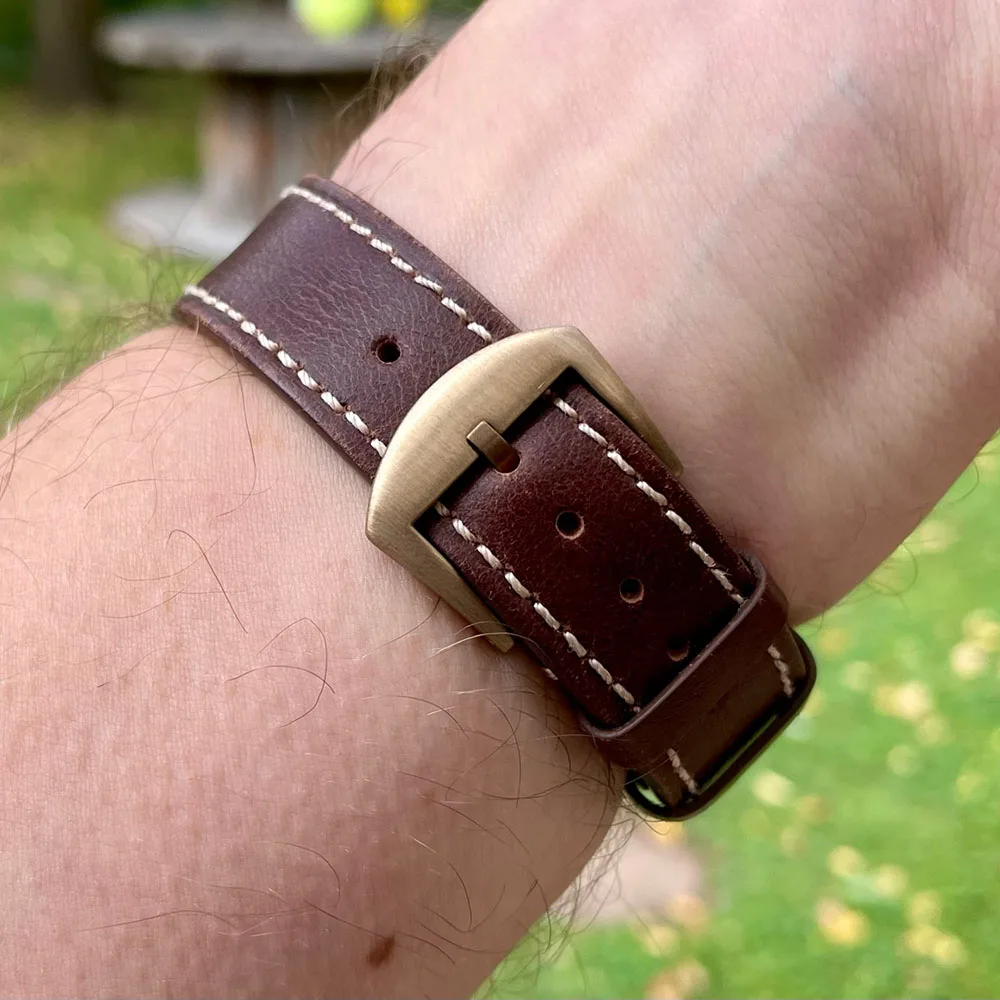 Proxima Bronze CuSn8 Watch Band Buckle 18mm 20mm Men Straps Patina