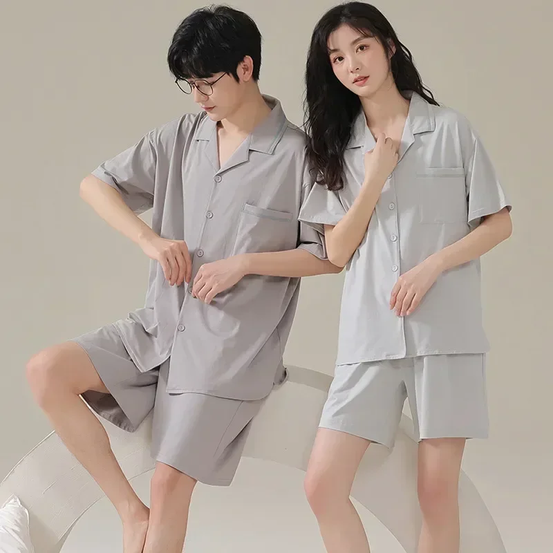 

Short Pjs Home Top Cardigan Sleeping Pajamas Women Couples Sleepwear Hombre 2023 New Men Mujer Modal Set Summer Shorts Clothes