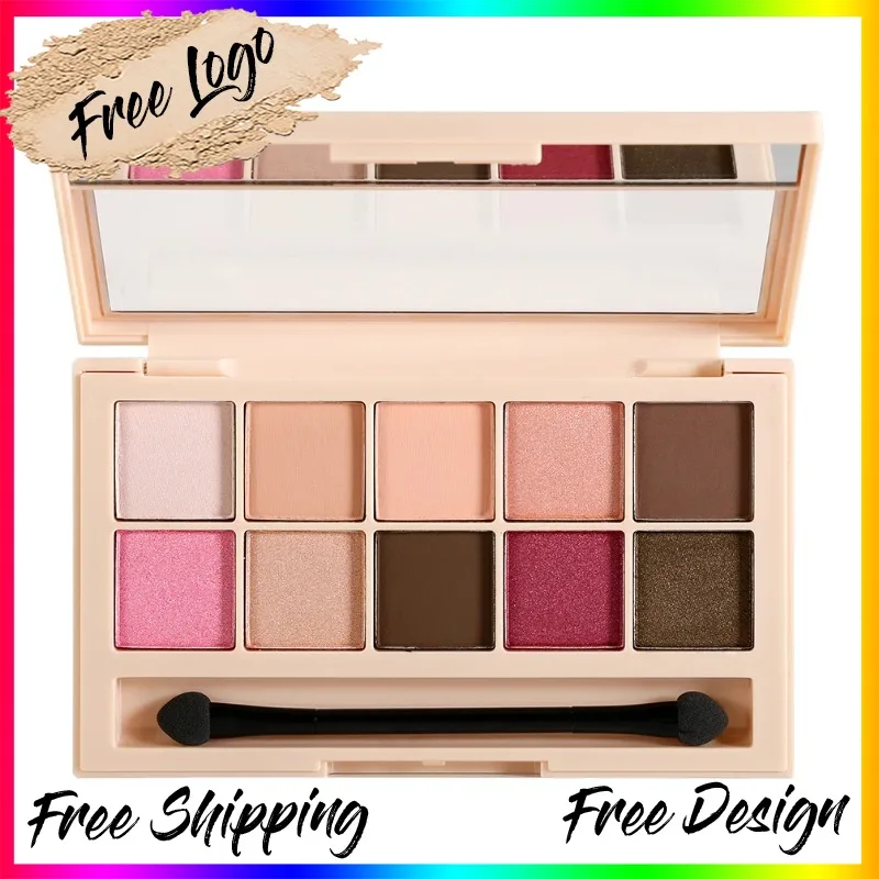 

Private Label 10colors Eyeshadow Palette with Brush Matte Glitter Pigment Long Lasting Easy To Colored Charming Eyes Makeup Bulk