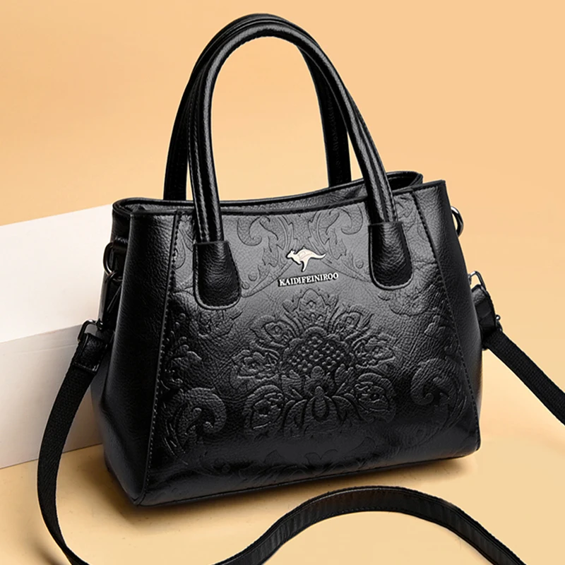 

2024 сумка через плечо с принтом в стиле ретро, Высококачественная кожаная вместительная сумка через плечо, модная сумка для покупок с несколькими отделениями, сумка